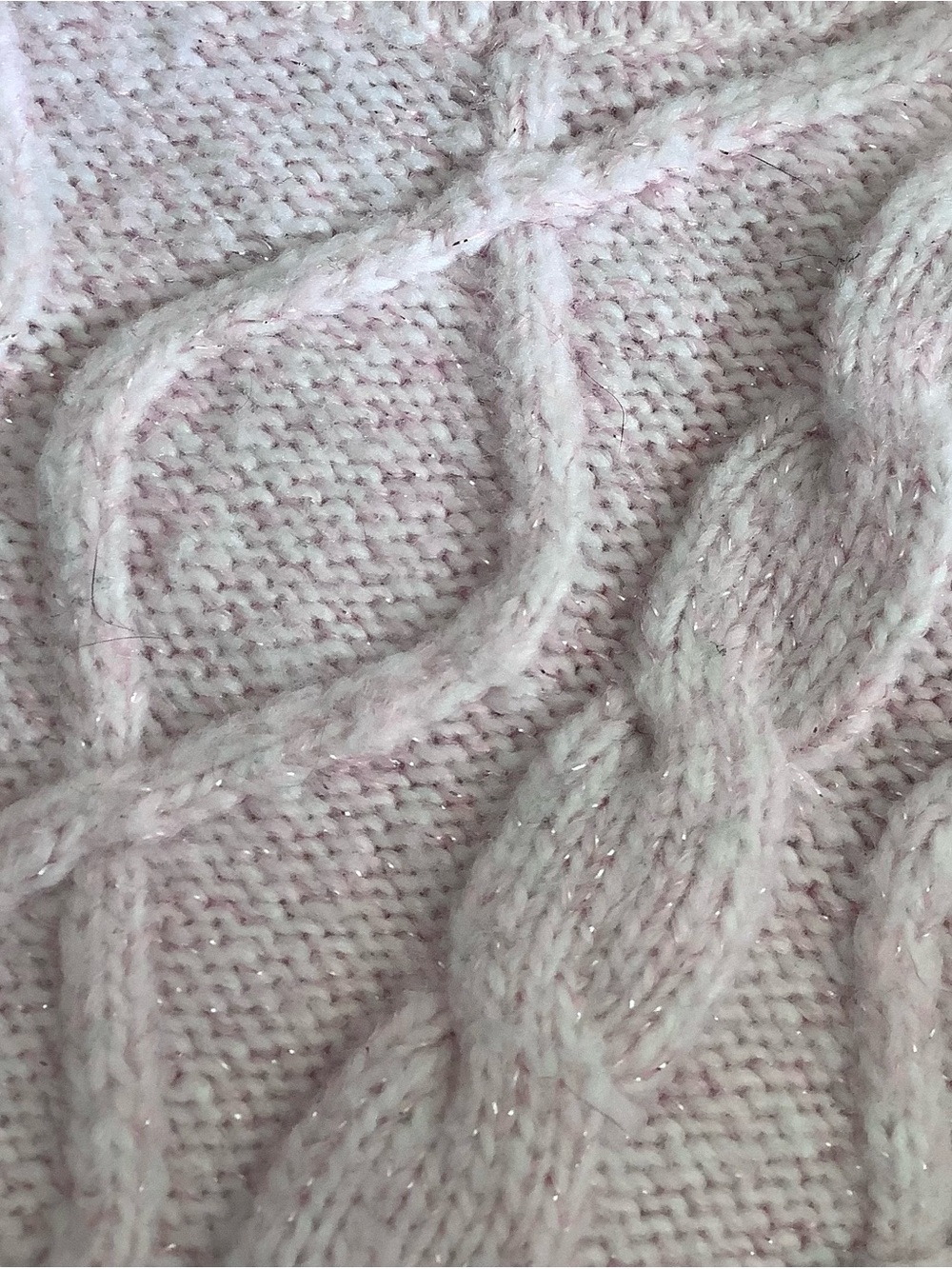 Gymboree Girl's Size 12 Pink Cable Knit Sweater w/ Pearl Rhinestone Clusters - Picture 6 of 6